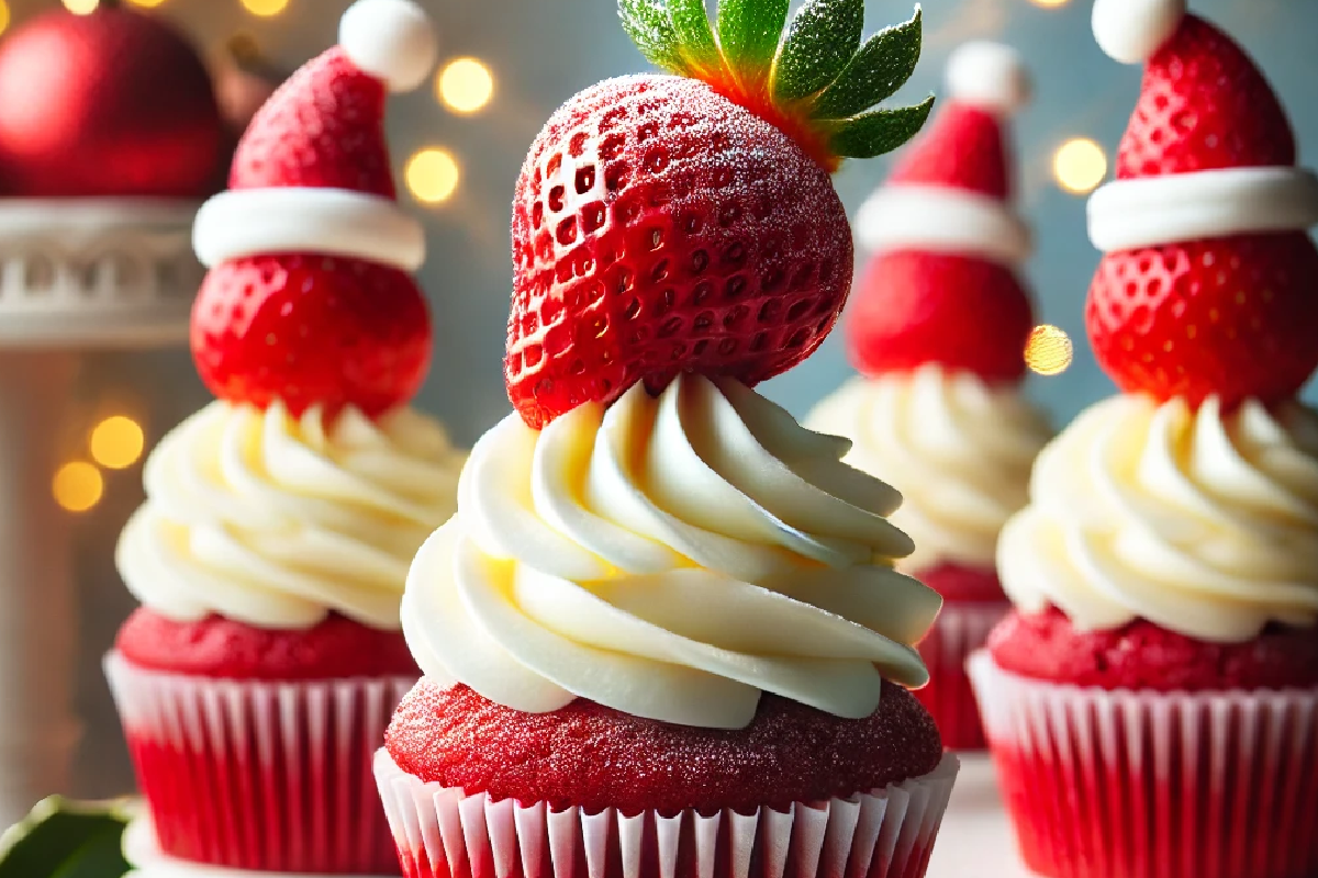 Santa Hat Cupcakes